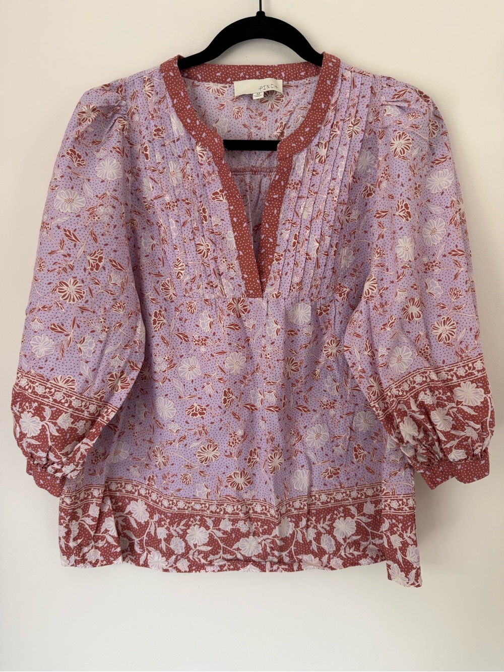 Pinch Lavender and Rust Floral Peasant Tunic